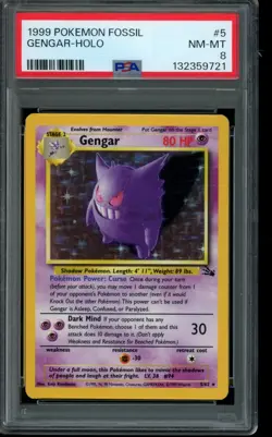 Gengar 5/62 Fossil Holo 1999 POKEMON PSA 8 NM-MT - Image 1
