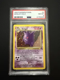 1999 WOTC POKEMON FOSSIL UNLIMITED GENGAR 5/62 HOLO RARE PSA 8 NM-MT - Image 1
