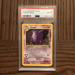 1999 WOTC POKEMON FOSSIL UNLIMITED GENGAR 5/62 HOLO RARE PSA 8 NM-MT - Image 1