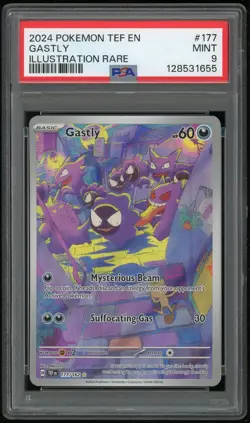 Pokemon TCG Ghastly Holo Illustration Rare Temporal Forces 177/162 PSA 9 MINT - Image 1