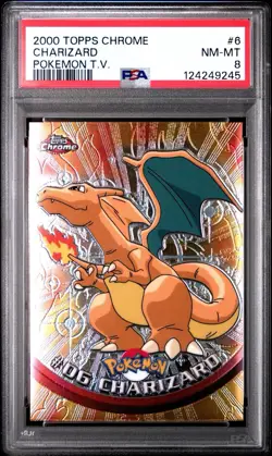 PSA 8 CHARIZARD | TOPPS CHROME 2000 Graded Pokemon Card - Image 1