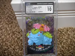 Venusaur Topps Chrome cgc 10 GEM MINT Pokemon card 3 Series 1 psa 2000 card NM - Image 1