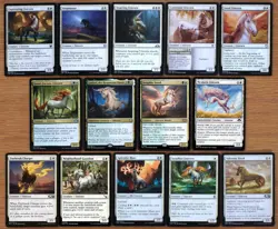 Set of 14 Green & White Unicorn Creatures *NM* (Magic MTG) Good-Fortune Unicorn - Image 1