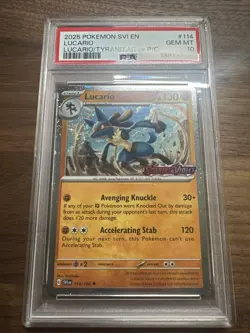 Pokemon TCG Lucario (Scarlet & Violet Stamp) 114/198 PSA 10 With Swirl - Image 1