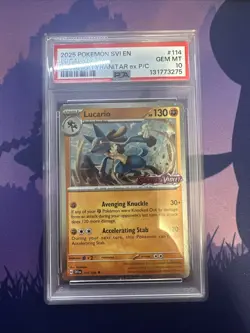 Pokemon TCG Lucario (Scarlet & Violet Stamp) 114/198 PSA 10 With Swirl - Image 1