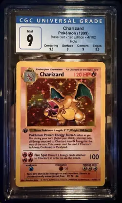1999 Pokemon 1st Ed. Base Set Shadowless Charizard Holo CGC 9 Mint - 9.5 Center - Image 1