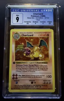 1999 Pokemon 1st Ed. Base Set Shadowless Charizard Holo CGC 9 Mint - 9.5 Center - Image 5