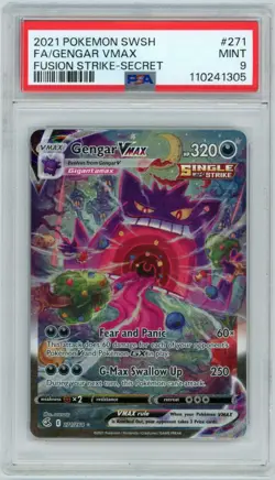 2021 POKEMON SWORD & SHIELD FUSION STRIKE SECRET #271 FULL ART/GENGAR VMAX PSA 9 - Image 1