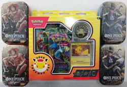 One Piece Tin Pack Set Vol 2 Lot Of 4 Plus Pokemon Day 2026 Collection - Image 1