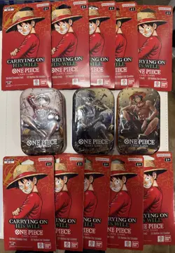 Lot of 10 One Piece OP-13 Carrying On His Will Sleeved Packs + 3 Tin Set Vol 2 - Image 1
