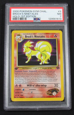 2000 Pokemon Gym Challenge BROCK'S NINETALES HOLO 1st Edition 3/132 PSA 7 NM - Image 1