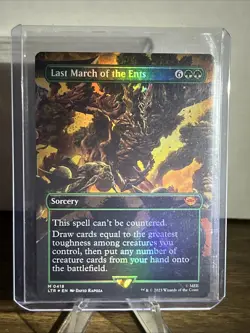 Last March Of The Ents MTG Lord of the Rings Borderless Foil 0418-UNPLAYED - Image 1