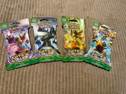 Pokemon XY Fates Collide Sleeved Booster Pack Complete Art Set 4 Sealed Packs - Image 1