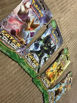Pokemon XY Fates Collide Sleeved Booster Pack Complete Art Set 4 Sealed Packs - Image 2