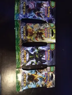 Pokemon XY Fates Collide Sleeved Booster Pack Complete Art Set 4 Packs - Image 2