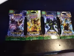 Pokemon XY Fates Collide Sleeved Booster Pack Complete Art Set 4 Packs - Image 3