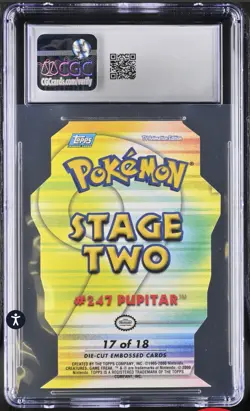 CGC-9 2001 TOPPS POKEMON JOHTO LEAGUE CHAMPIONS DIE-CUT EMBOSSED #17 PUPITAR - Image 2