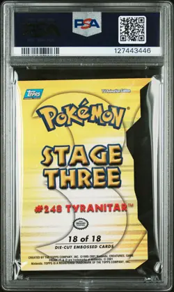 2001 TOPPS POKEMON JOHTO LEAGUE CHAMPIONS DIE-CUT EMBOSSED #18 TYRANITAR PSA 9 - Image 2