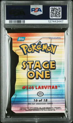2001 TOPPS POKEMON JOHTO LEAGUE CHAMPIONS DIE-CUT EMBOSSED #16 LARVITAR PSA 10 - Image 2