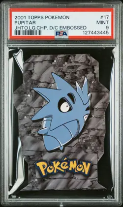 2001 TOPPS POKEMON JOHTO LEAGUE CHAMPIONS DIE-CUT EMBOSSED #17 PUPITAR PSA 9 - Image 1