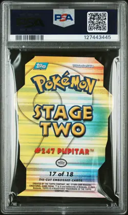 2001 TOPPS POKEMON JOHTO LEAGUE CHAMPIONS DIE-CUT EMBOSSED #17 PUPITAR PSA 9 - Image 2