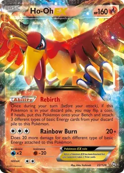 Ho-Oh Ex - 22/124 - Pokemon Dragons Exalted Black & White Ultra Rare Card MP - Image 1