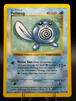 Poliwag 59/102 Base Set Shadowless - Common - WOTC - HP - Pokemon Vintage - Image 1