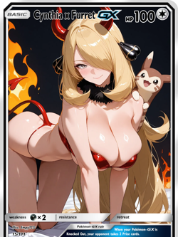 Cynthia x Furret Inspired - Empyreal Origins S6 - Custom Waifu Card Poke Goddess - Image 1