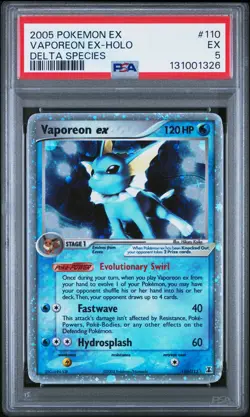 2005 POKEMON EX DELTA SPECIES #110 VAPOREON EX-HOLO PSA 5 - Image 1