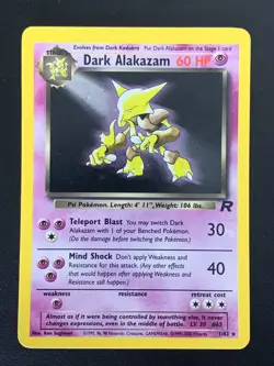 LP/NM Unlimited Pokemon DARK ALAKAZAM Card TEAM ROCKET Set 18/82 Holo RARE Swirl - Image 2