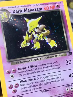 LP/NM Unlimited Pokemon DARK ALAKAZAM Card TEAM ROCKET Set 18/82 Holo RARE Swirl - Image 4