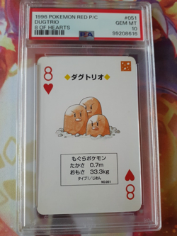 1996 Pokemon Dugtrio 8 of Heart Red Charizard Poker Playing Card PSA 10 Gem Mint - Image 1