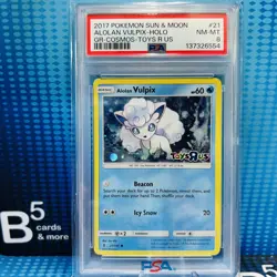 Alolan Vulpix HOLO #21 Pokemon 2017 Sun & Moon TOYS R US PSA 8 - Image 1