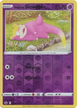 Pokemon TCG Chilling Reign - Galarian Slowpoke 054/198 (Reverse Holo) - Image 1