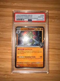 2025 Pokemon Team Rockets Tyranitar Pokemon Center Promo 96/182 PSA 10 - Image 1