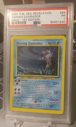 Pokemon TCG Shining Gyarados 1st Edition Neo Revelation Holo PSA 1 - Image 1