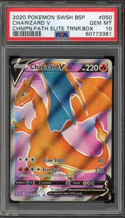 Pokemon Charizard V Champion's Path ETB Full Art Promo SWSH050 PSA 10 Gem Mint - Image 1
