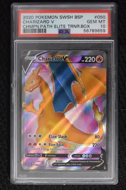 CHARIZARD V 2020 Pokemon #SWSH050 PSA 10 GEM-MINT Champion's Path ETB PROMO - Image 1