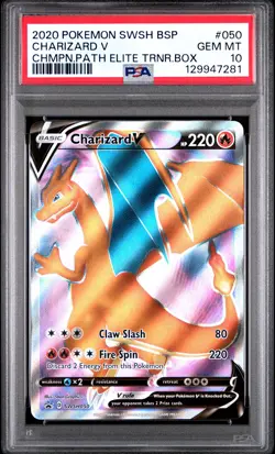 2020 Pokemon Champion's Path ETB Promo Charizard V SWSH050 - PSA 10 GEM MINT - Image 1