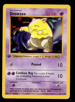 1999 WOTC POKEMON BASE SET SHADOWLESS 1ST EDITION DROWZEE 49/102 COMMON NM - Image 1