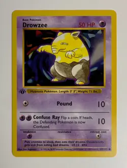 1999 WOTC POKEMON BASE SET SHADOWLESS 1ST EDITION DROWZEE 49/102 COMMON NM - Image 3