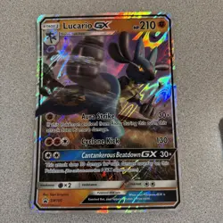 Pokemon - Lucario GX Holo Black Star Promo Card SM100 NM Oversized - Image 1