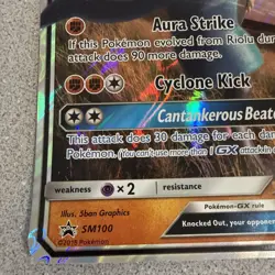 Pokemon - Lucario GX Holo Black Star Promo Card SM100 NM Oversized - Image 5