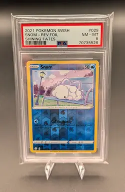2021 Pokemon SWSH Shining Fates, #029, Snom- Reverse Foil, PSA 8, NM-MT - Image 1