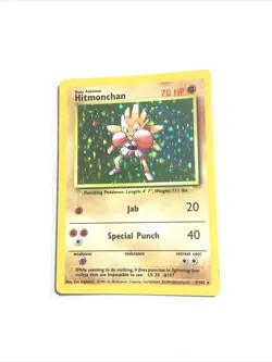 HITMONCHAN - 7/102 - Base Set - HOLO - 4th Print - 1999-2000 - Pokemon Card - LP - Image 2