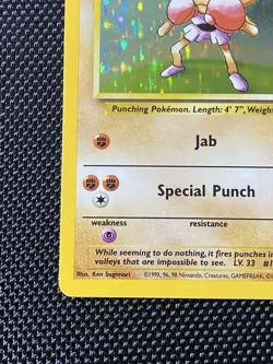 HItmonchan 7/102 Base Set Holo Rare Vintage 1999 Pokemon Card - LP - Image 5