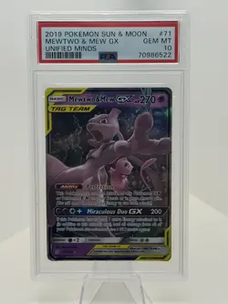 Pokemon TCG Mewtwo & Mew Tag Team GX Unified Minds Ultra Rare Card 71/236 PSA 10 - Image 1