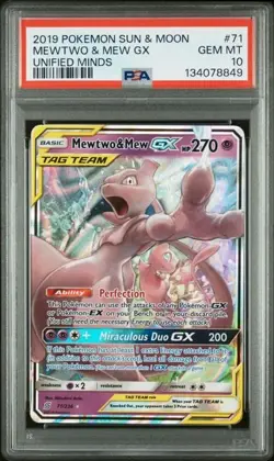 Pokemon TCG Mewtwo & Mew Tag Team GX Unified Minds Ultra Rare Card 71/236 PSA 10 - Image 1