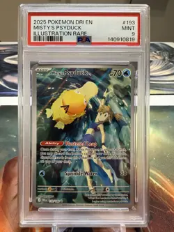 2025 POKEMON DRI EN-DESTINED RIVALS ILLUSTRATION RARE #193 MISTY'S PSYDUCK PSA 9 - Image 1