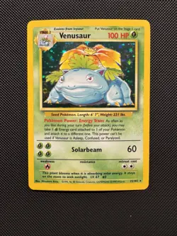 Pokemon TCG Venusaur 015/102 Base Set Holo Rare English LP - Image 1